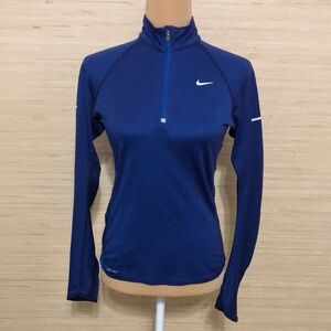 Nike Dri-Fit Women's Blue High Neck Long Sleeve Quarter Zip Running Sport Top S